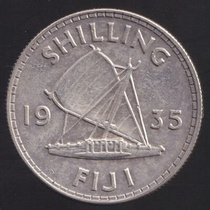 Fiji 1935 One Shilling 1/- George V - Extra Fine - Imagen 1 de 3