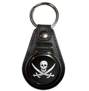 Jolly Roger Plastic Medallion Key Ring (61mm x 38mm) - Picture 1 of 12