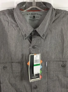 G.H. Bass & Co. Big & Tall Button-Down Shirt Men’s L Tall Pewter Short Sleeve - Picture 1 of 8