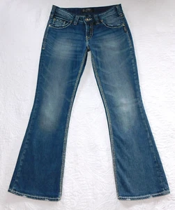 SILBER ― Damen 28 x 30 ― SUKI SURPLUS Bootcut Flap Pocket Denim Jeans ― #DA64 - Bild 1 von 6