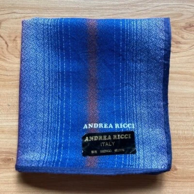 NUEVO PAÑUELO VINTAGE ARTE AZUL RAYAS LISO HOMBRE BOLSILLO CUADRADO ALGODÓN 18" Foto 1 de 3