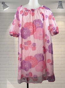 Vintage super süß rosa Blumen Doppel Nylon Babydoll Nachthemd - 40" Brustumfang - Bild 1 von 3