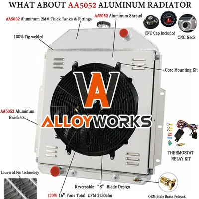 Ventilador de cubierta de radiador de 4 filas para camioneta Ford 1942-52 1 1/2 3/4 toneladas F1 F2 F3 F4 GAS Foto 1 de 4