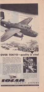 Solar Auspuffanlagen San Diego CA Bomber Over Tokyo 1943 Print Ad 5"x11" - Bild 1 von 3