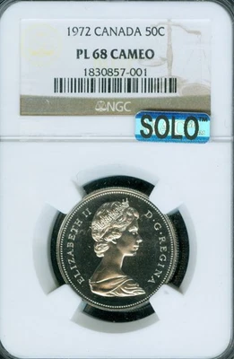1972 CANADA 50 CENTS NGC PL68 CAMEO MAC SOLO FINEST & SPOTLESS . - Image 1 of 4