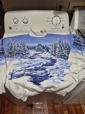 Vintage Womens Xl Art Unlimited Sportswear Turtleneck Winter Scene Sweatshirt - Image 1 of 4