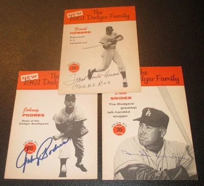 DUKE SNIDER PODRES HOWARD Auto Signed 1961 Los Angeles Dodger Family Booklets - Image 1 of 4