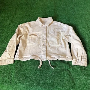 Loft Damen Twill Boxy Cropped Jacke in Creme aufgesetzte Tasche Relaxed Fit Gr. M - Bild 1 von 11