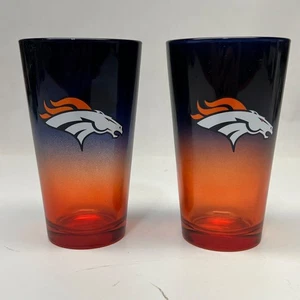 Vaso de pinta de los Denver Broncos de 16 oz cerveza ombre esmerilada mercancía oficial de la NFL - Imagen 1 de 5