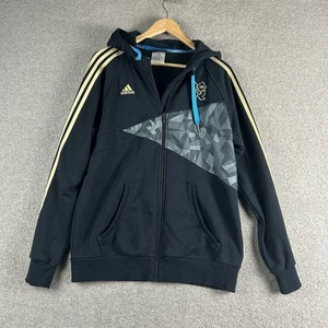 London 2012 Olympics Adidas Black Full Zip Hoodie Mens Medium Embroidered - Foto 1 di 10