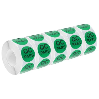 Bestandskontrolle QC-Pass-Aufkleber Etiketten 25mm/1" Grün, 5 Rollen 2500 Stück - Bild 1 von 4