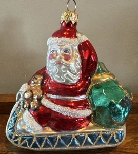 Vintage Kurt Adler Polonaise Vetro Babbo Natale sulla slitta Decorazione Natalizia - Foto 1 di 14