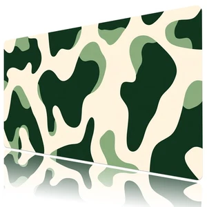 Green Abstract Geometric Beige Desk Pad for Keyboard Desk Mat 31.5x15.7 inch - Picture 1 of 6