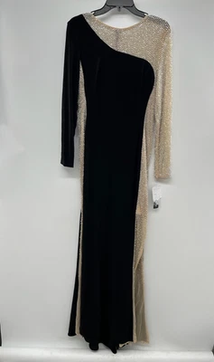 Maxi Vestido Largo Xscape Cuentas Caviar Para Mujer 10 Negro/Desnudo/Plateado Fiesta Cóctel Foto 1 de 4
