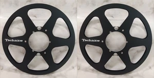 Un par de carretes de cinta Technics negros de 10,5"" carrete de aluminio de alta calidad - Imagen 1 de 5