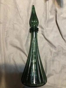 Vintage Empoli Genie Flasche/Dekanter grünes Glas mit Stopfen 11" - Bild 1 von 8