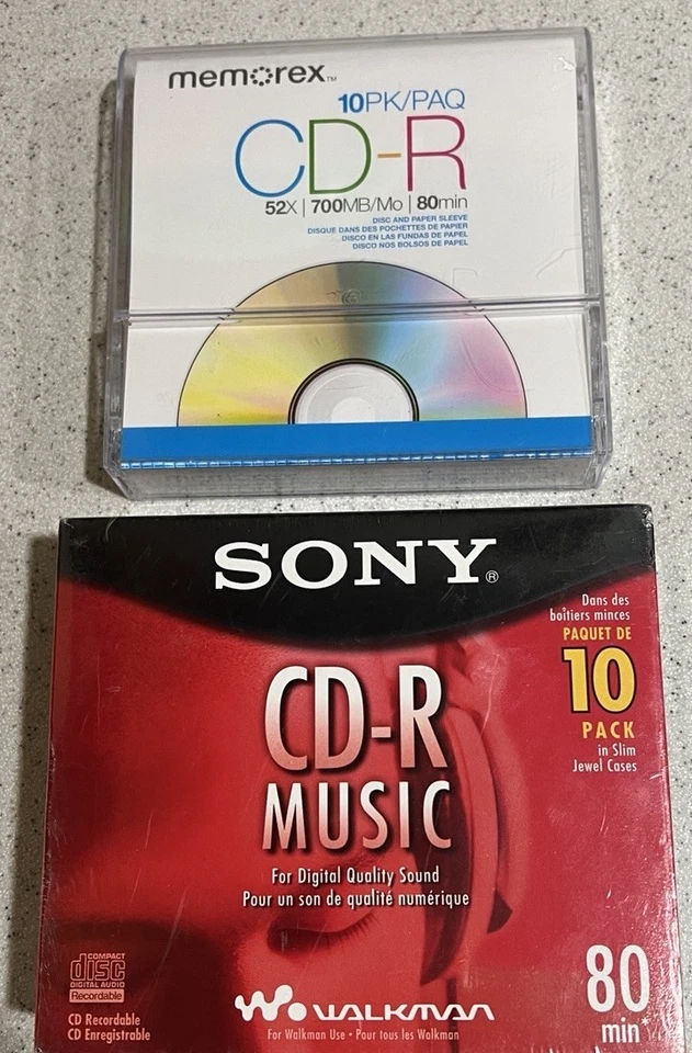 CD-R Music WALKMAN 80 Minute CD (NEW)  + Memorex CD-R 52 X 700 MB 80 Minutes. - Image 1 of 2