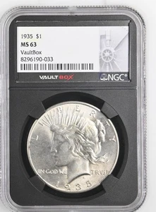 1935 Peace Silver Dollar – NGC MS 63 – VaultBox - Picture 1 of 2