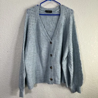 Cárdigan grueso suéter Lane Bryant para mujer 26/28 azul acanalado botón delantero cuello en V Foto 1 de 4