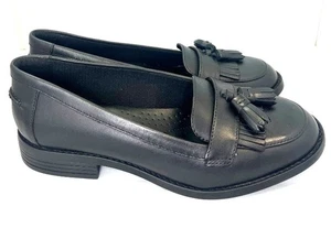 Clarks - Women's - Black Leather Camzin Angelica Tassel Loafers - UK Size 6 E - Picture 1 of 8