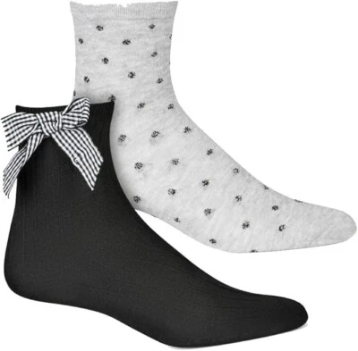 Calcetines tobilleros INC International Concepts para mujer paquete de 2 Value a cuadros con lazo y estampado de puntos Foto 1 de 3