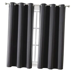 Grommet Blackout Curtains for Bedroom and Living Room - 2 42W x 63L Dark Grey - Picture 1 of 8