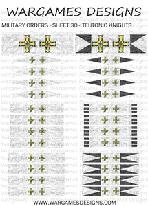 15mm Teutonic Knights Flags - Sheet 30 - Lion Rampant, FOG, DBA, Hail Caesar