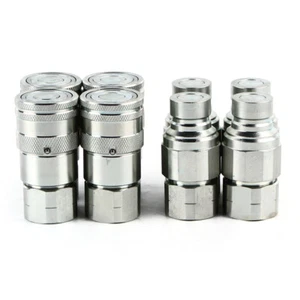 For Kubota 4 Sets 1/2" NPT Skid Steer Flat Face Hydraulic Quick Connect Couplers - Picture 1 of 12