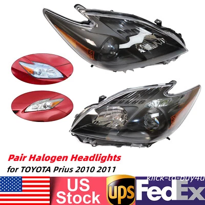Pair Halogen Headlights for TOYOTA Prius 2010 2011 Left+Right Side Headlamps Foto 1 de 4
