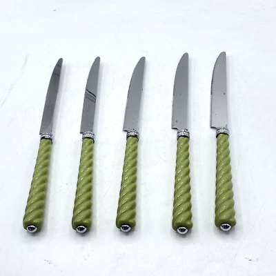 Lote De 5 Cuchillos Gibson Acero Inoxidable Juego Repuesto Resorte Verde Plástico Retorcido Foto 1 de 4