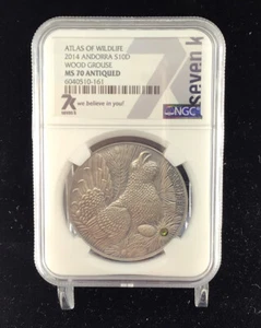 Atlas Of Wildlife 2014 NGC Andorra Wood Grouse MS70 Antiqued  - Picture 1 of 5