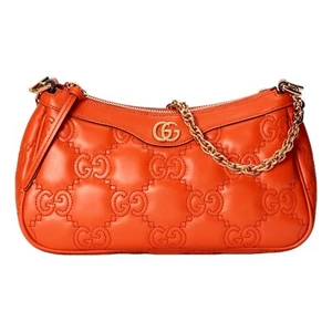 Gucci GG Quilted Matelassé Leather Mini Shoulder Bag In Orange NWT - Picture 1 of 10
