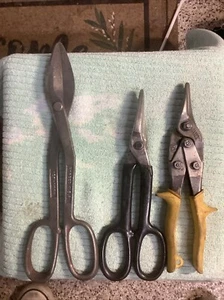 Vintage Lot of 3 Heavy Duty Forged Steel Shears Tin Snips Wiss & Craftsman USA - Picture 1 of 12