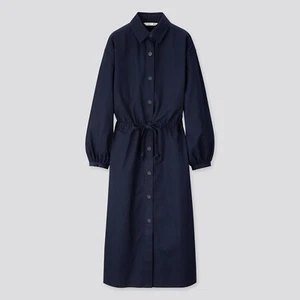 UNIQLO JW Anderson Twill Long-Sleeve Shirt Dress in Navy Blue Size Medium M - Picture 1 of 2