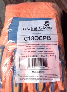 Global Glove & Safety MFG ~ C18OCPB orange Baumwolle mit Kordel Einheitsgröße - 12 Stück Dutzend - Bild 1 von 8