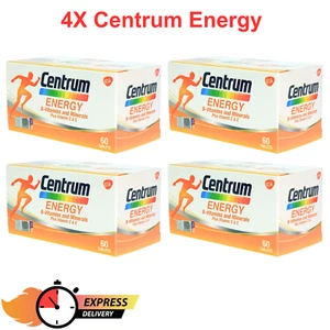 4X Centrum Energy Multivitamin Tablet B-Vitamins Minerals Vitamin C & E 60's - Picture 1 of 10
