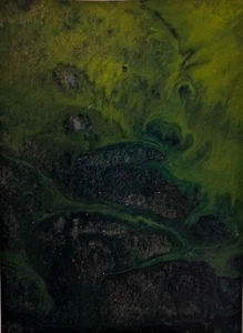 ACEO Kunstkarte Original, Emaille Hydro Dipping, Abstrakt, Outsider Art, Brut Art - Bild 1 von 3