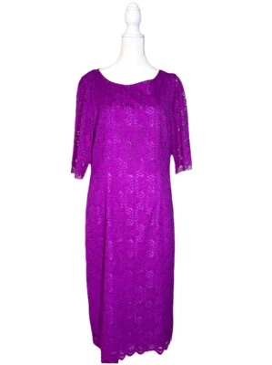 Vestido de renda Giovanna manga 3/4 cor violeta tamanho 10 novo com etiquetas - Imagem 1 de 4