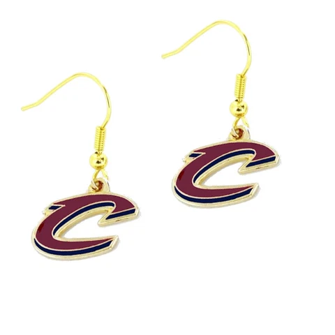 Cleveland Cavaliers NBA Logo Silver Dangler Earrings Hypo-Allergenic Cover