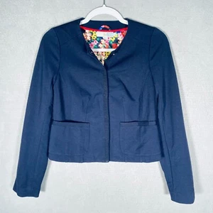 Boden Jacket Womens 2 Blue Stretch Single Breasted Blazer Crop - Picture 1 of 10