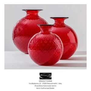 Venini - Set 3 Floreros de Bud Balloton Rojo Alambre Verde - Detallista - Imagen 1 de 2