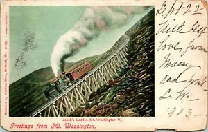 1903 UDB Postcard Mt. Mount Washington NH Greetings Jacob's Ladder Railway - Picture 1 of 2