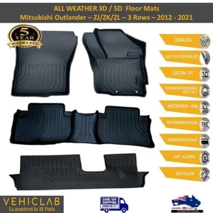 3D /5D TPE All Weather Floor Mats Liner for Mitsu Outlander 2012 - 2021 - 3 ROWS - Picture 1 of 7