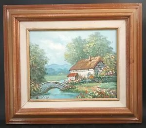 “COTTAGE BY THE RIVER IN SPRING”Oil Painting By B. TRAPP 8”x10” - Picture 1 of 8