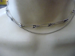 HALSBAND SILBERFARBENE KUGEL PERLENKETTE & SICHERE ANSTECKNADELN HALSKETTE #22/4 - Bild 1 von 5