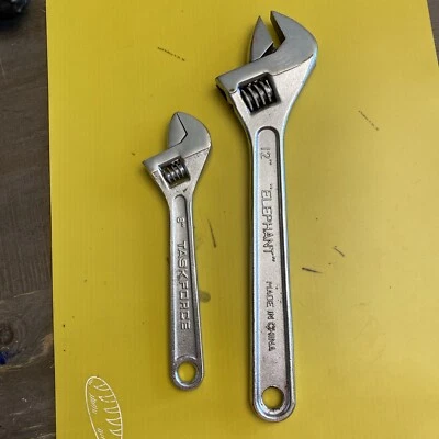 12” And 8” Adjustable Wrenches Task -Force And ELEPHANT BRANDS SEE PICS - Image 1 of 4