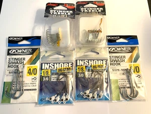 6 NEW Packs OWNER FISHING Assorted INSHORE JIGHEADS Siwash Hooks STRINGER TREBLE - Picture 1 of 1