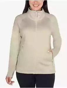 Womens Kirkland Signature Ladies Fleece Full Zip Jacket Cream Heather M - Picture 1 of 3