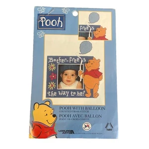 Winnie The Pooh Leisure Arts Cross Stitch Kit Balloon 14Ct Perforated Plastic - Picture 1 of 8
