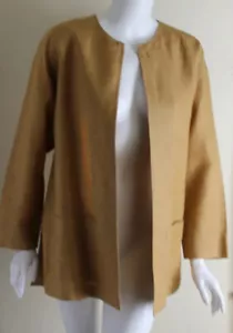 Ellen Tracy Linda Allard 12 L Fine Linen Minimalist Sunflower Gold Long Jacket - Picture 1 of 12